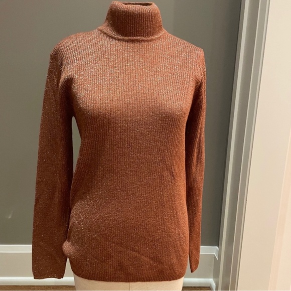 NWT 🧡ELEANOR P BRENNER WOMENS SIZE MEDIUM RIBBED WOOL BLEND TURTLENECK SWEATER - Picture 1 of 8